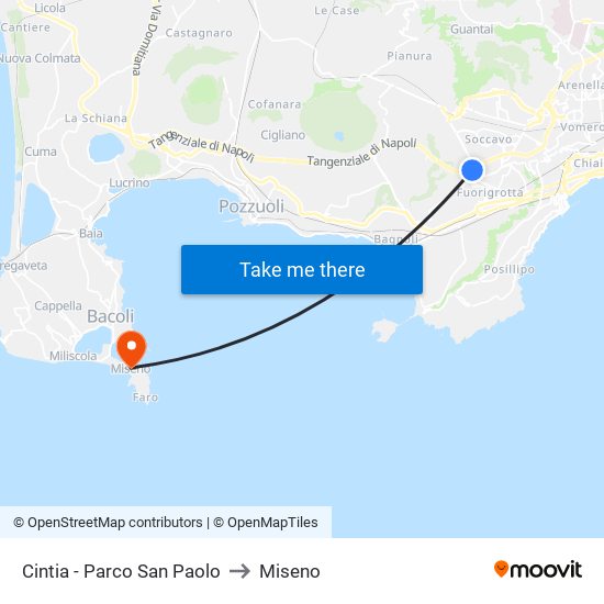 Cintia - Parco San Paolo to Miseno map