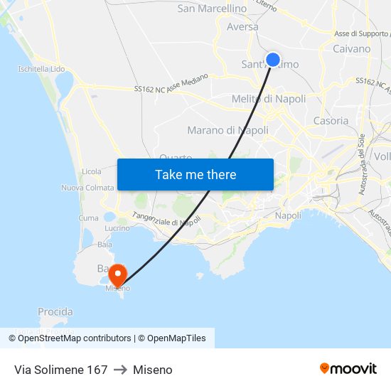 Via Solimene 167 to Miseno map