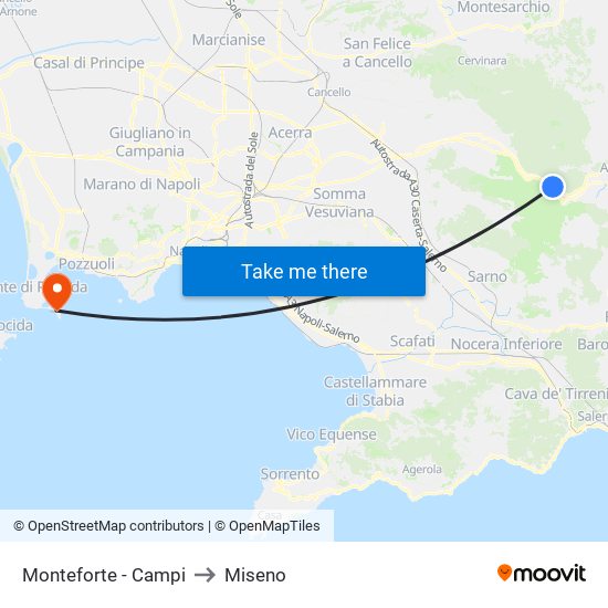 Monteforte - Campi to Miseno map