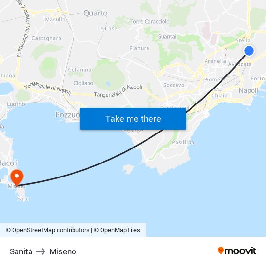 Sanità to Miseno map