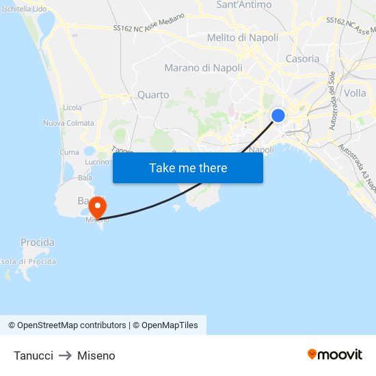 Tanucci to Miseno map
