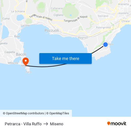 Petrarca - Villa Ruffo to Miseno map
