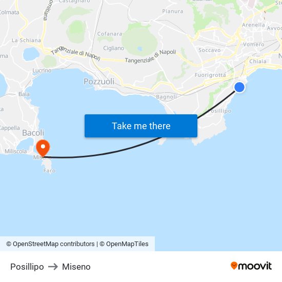 Posillipo to Miseno map