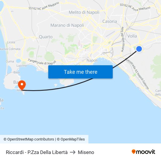 Riccardi - P.Zza Della Libertà to Miseno map