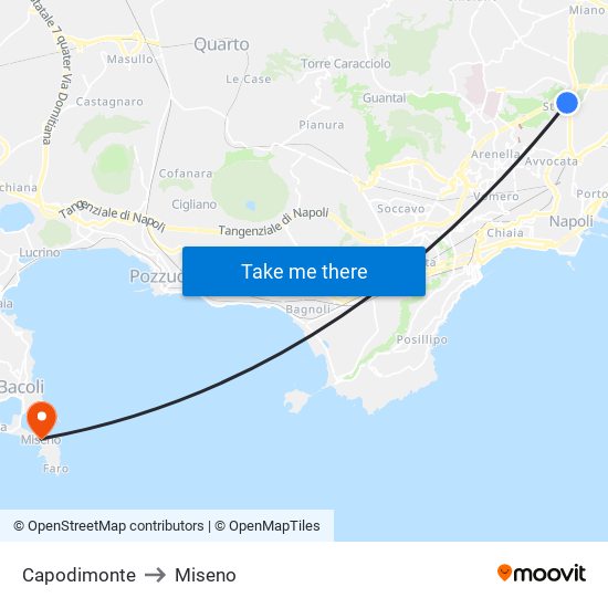Capodimonte to Miseno map