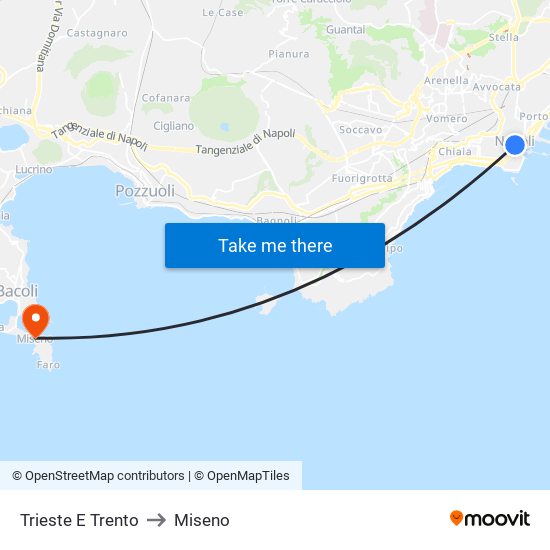 Trieste E Trento to Miseno map