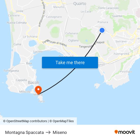 Montagna Spaccata to Miseno map