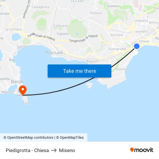 Piedigrotta - Chiesa to Miseno map