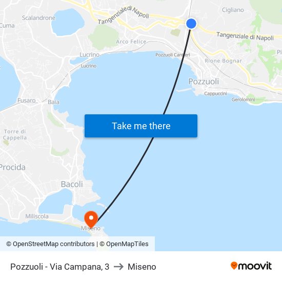 Pozzuoli - Via Campana, 3 to Miseno map