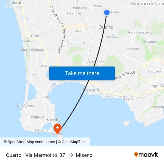 Quarto - Via Marmolito, 37 to Miseno map