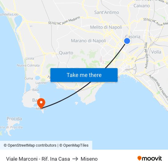 Viale Marconi - Rif. Ina Casa to Miseno map