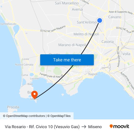 Via Rosario - Rif. Civico 10 (Vesuvio Gas) to Miseno map