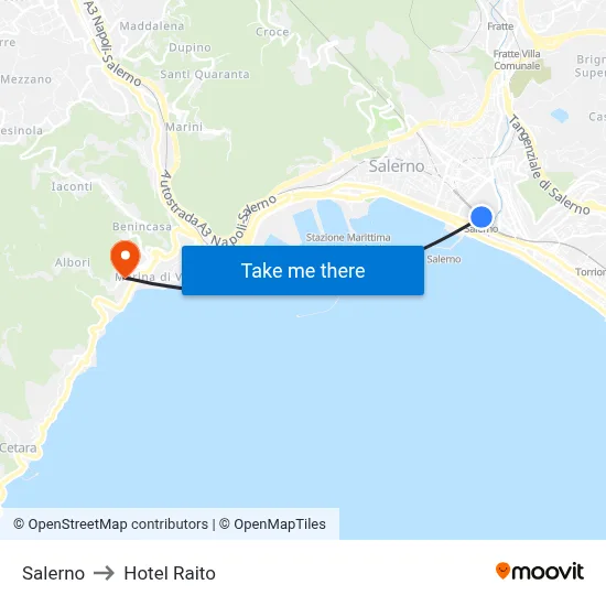 Salerno to Raito Hotel map