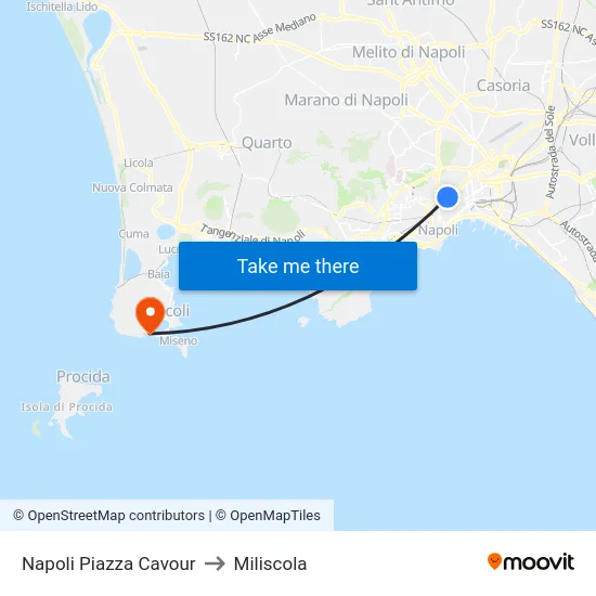 Napoli Piazza Cavour to Miliscola map