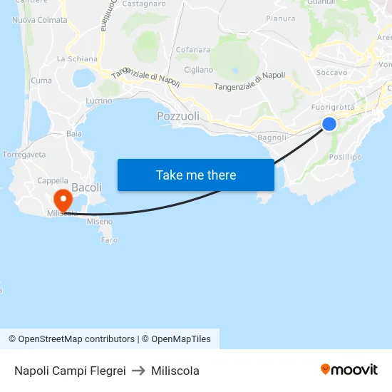 Napoli Campi Flegrei to Miliscola map