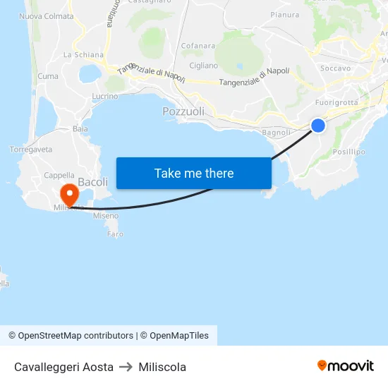 Cavalleggeri Aosta to Miliscola map