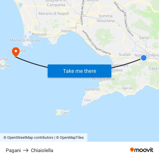 Pagani to Chiaiolella map