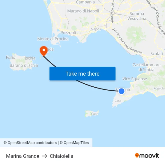 Marina Grande to Chiaiolella map