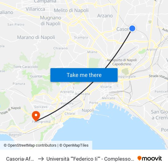 Casoria-Afragola to Università ""Federico Ii"" - Complesso Di Via Claudio map