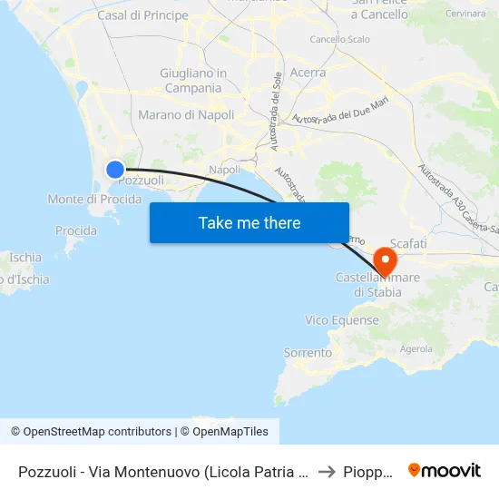 Pozzuoli - Via Montenuovo (Licola Patria - Navidad) to Pioppaino map