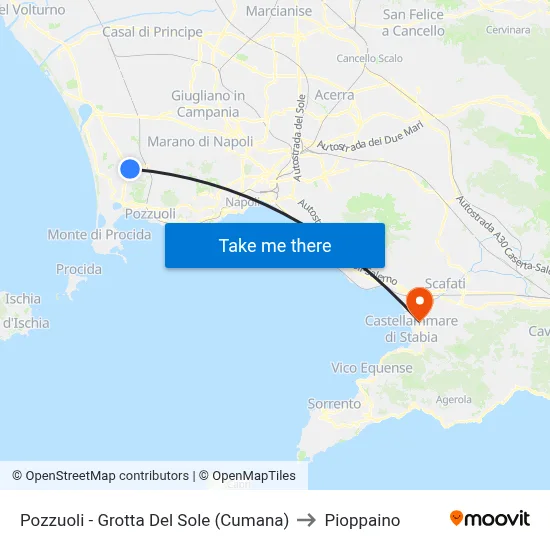 Pozzuoli - Grotta Del Sole (Cumana) to Pioppaino map