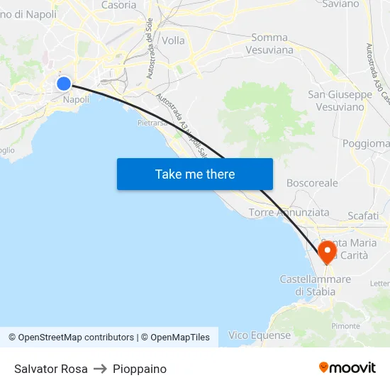 Salvator Rosa to Pioppaino map
