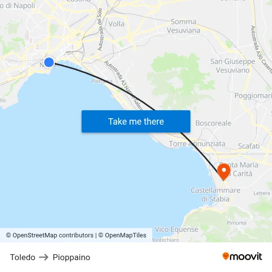 Toledo to Pioppaino map