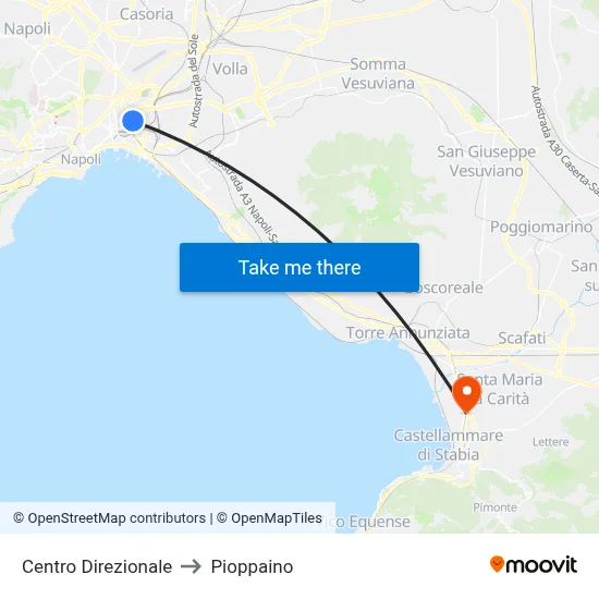 Directional Center to Pioppaino map