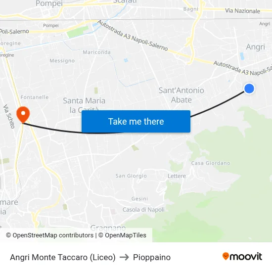 Angri Monte Taccaro (High School) to Pioppaino map