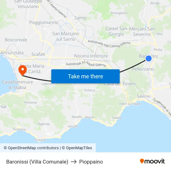 Baronissi (Municipal Park) to Pioppaino map