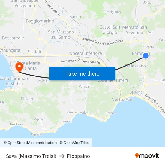 Sava (Massimo Troisi) to Pioppaino map