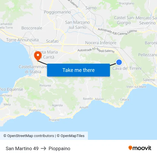 San Martino 49 to Pioppaino map