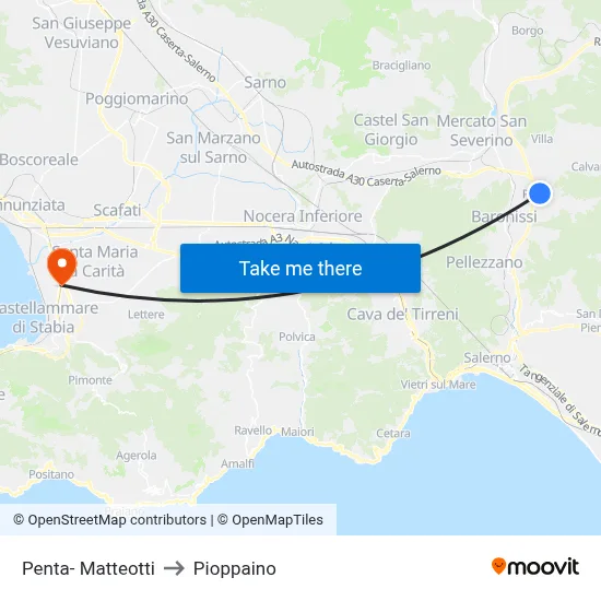 Penta - Matteotti to Pioppaino map