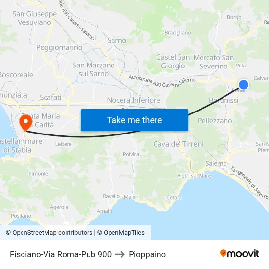 Fisciano-Roma Street-Pub 900 to Pioppaino map