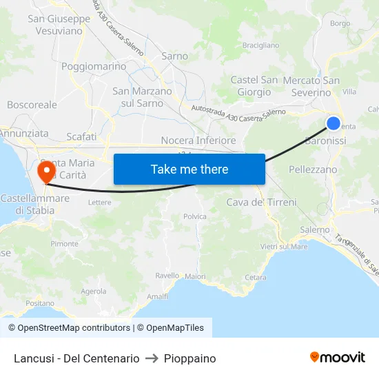 Lancusi - Del Centenario to Pioppaino map