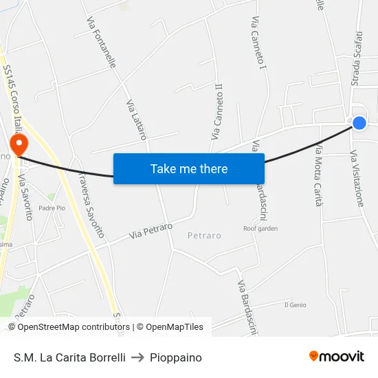 Santa Maria La Carita Borrelli to Pioppaino map