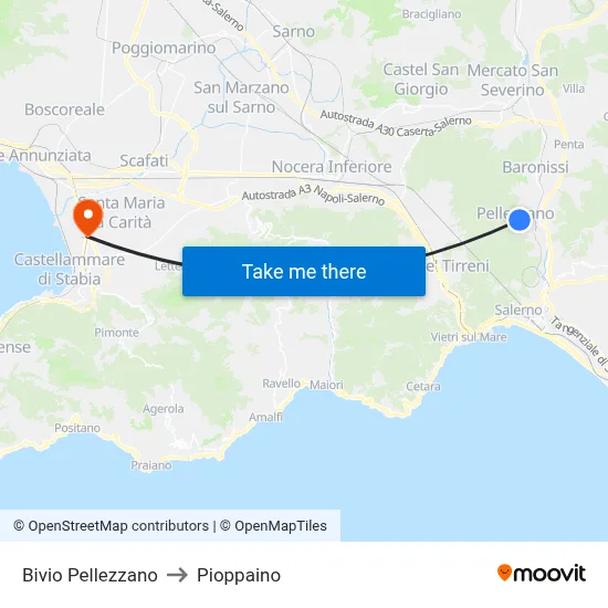Pellezzano Junction to Pioppaino map