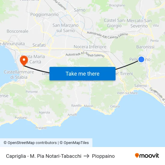 Capriglia - M. Pia Notari-Tabacchi to Pioppaino map