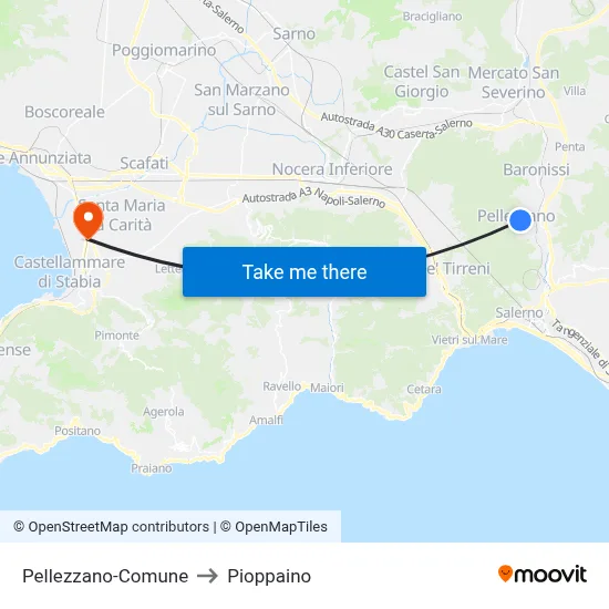 Pellezzano-City Hall to Pioppaino map