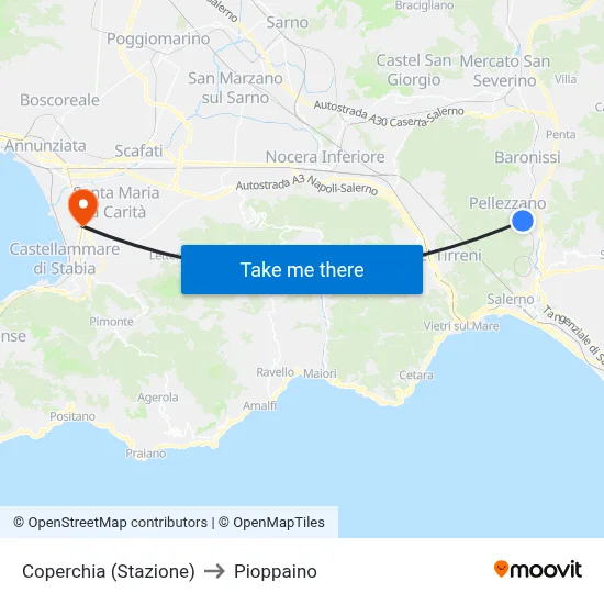 Coperchia (Station) to Pioppaino map