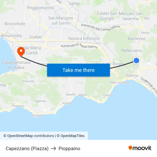 Capezzano (Square) to Pioppaino map