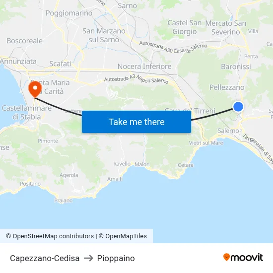 Capezzano-Cedisa to Pioppaino map