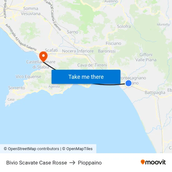 Bivio Scavate Red Houses to Pioppaino map