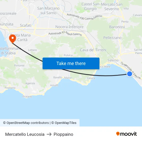 Mercatello Leucosia to Pioppaino map