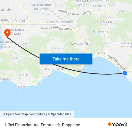 Financial Offices Revenue Agency to Pioppaino map