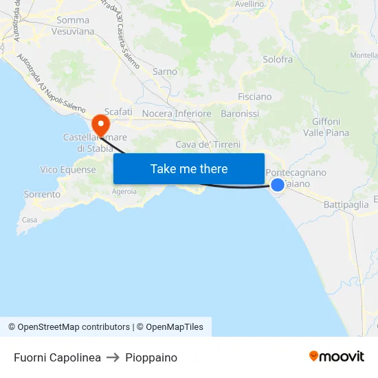 Fuorni Terminal to Pioppaino map