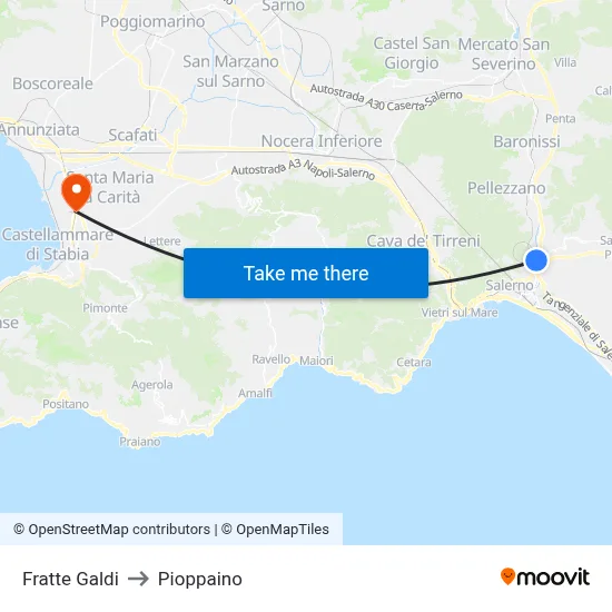 Fratte Galdi to Pioppaino map