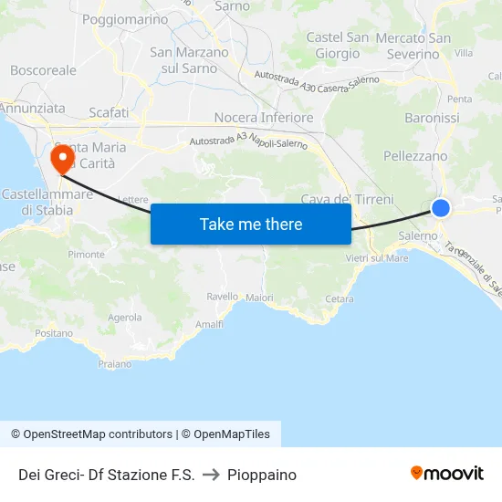 Dei Greci - Railway Station to Pioppaino map