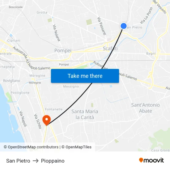 Saint Peter to Pioppaino map