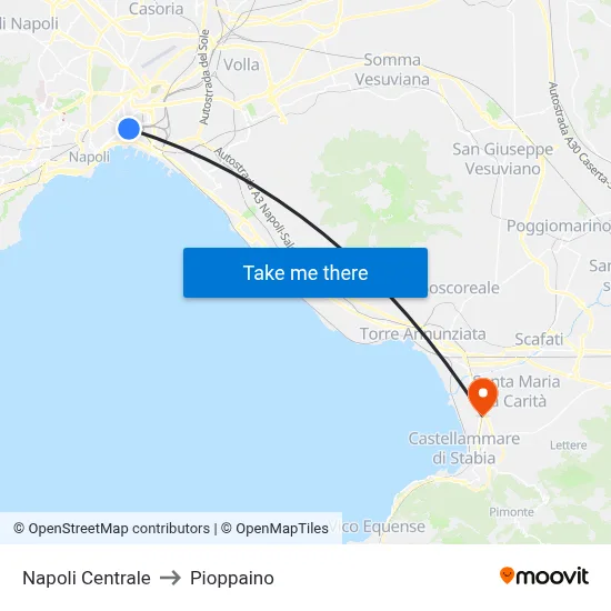 Naples Central to Pioppaino map